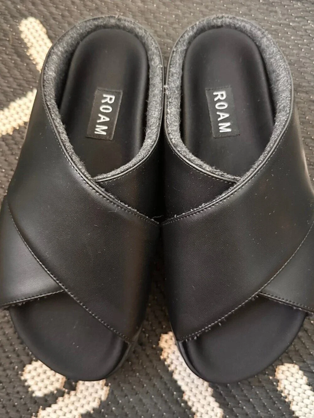 ROAM CROSS STACK PLATFORM SANDALS IN BLACK Size 6